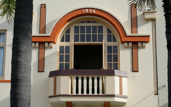 An Art Deco building facade in Napier, Hawke's Bay